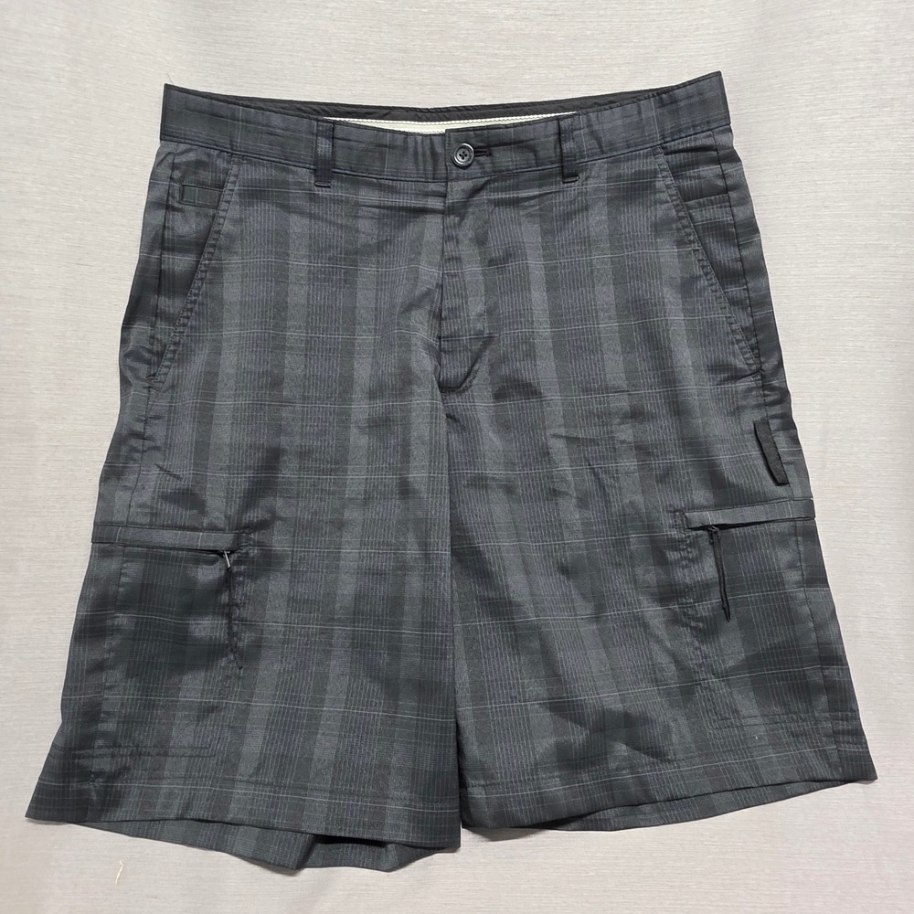 Greg Norman‎ for Tasso Elba Mens Plaid Golf Shorts Grey Size 36 Cargo Pockets